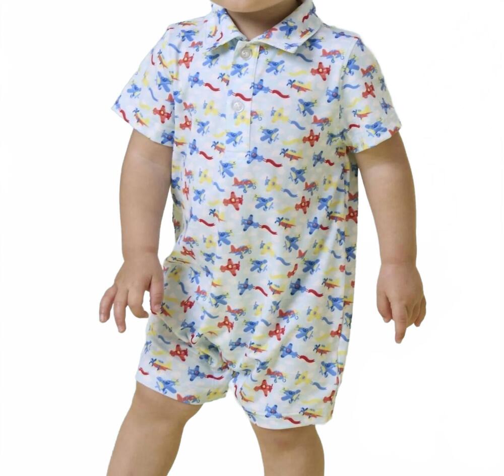 NEW RUFFLEBUTTS kids tiny plane romper in white